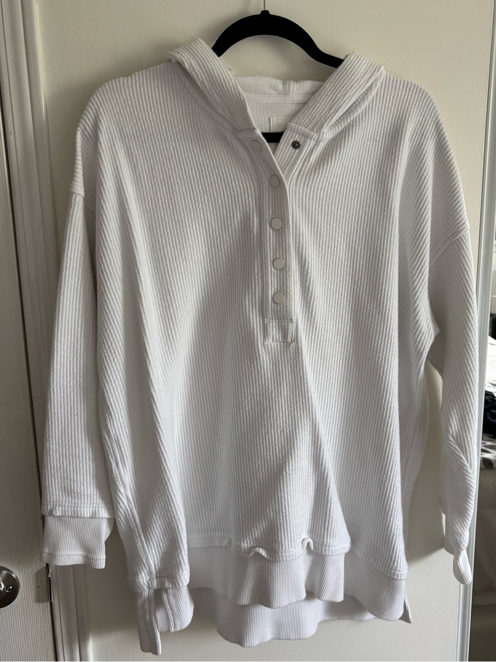 Aerie Ribbed-Anit Hooded Snap-Front Pullover